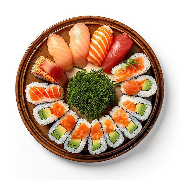 um prato de rolo de sushi