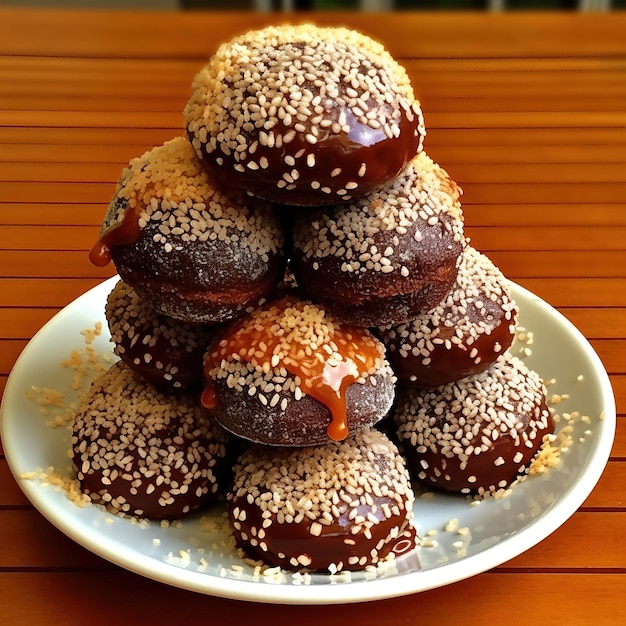 Um prato de rosquinhas com confeitos em cima