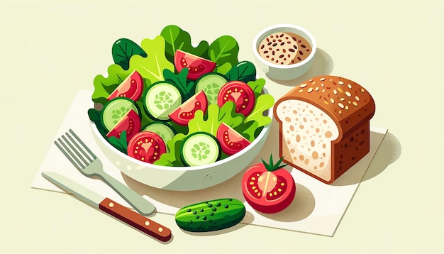 Um prato de salada de legumes Alimentação saudável