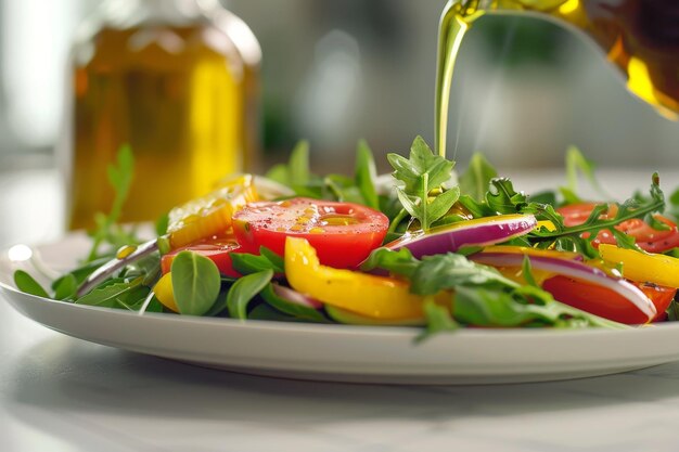 Um prato de salada fresco e colorido