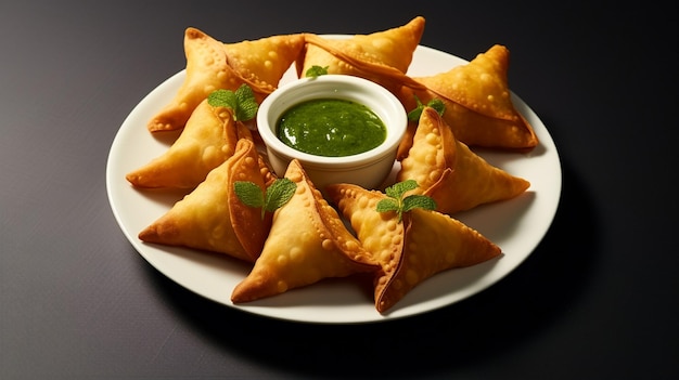 Um prato de samosas da Índia IA gerativa