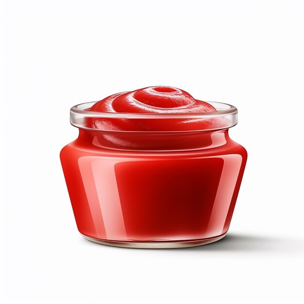 Foto um prato de vidro isolado de ketchup delicioso