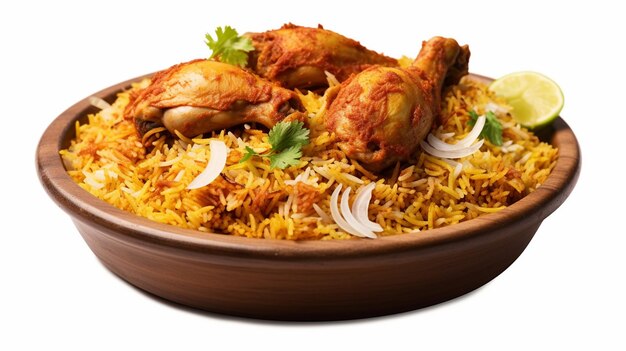 Um prato de Yammy e delicioso Biryani bem cozido com especiarias