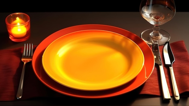 Um prato para reservar uma mesa em um restaurante para um jantar à noite Generative Ai