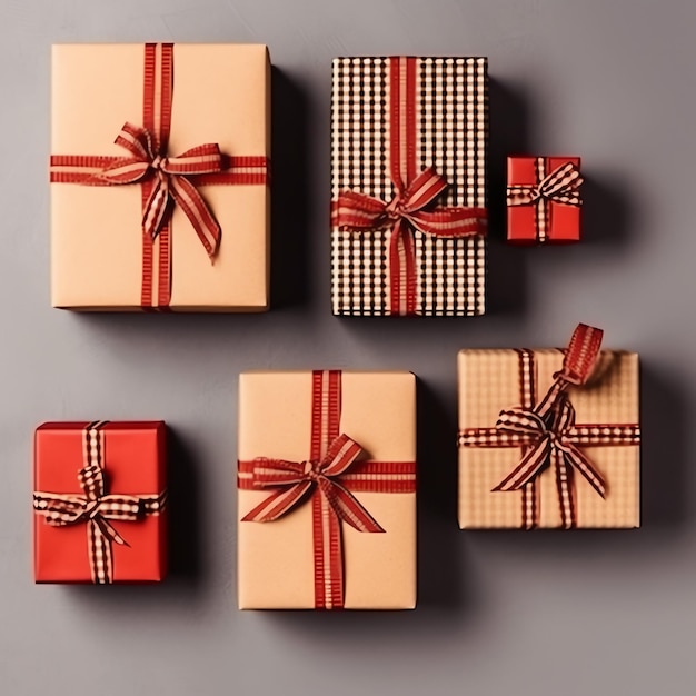 Foto um presente de natal xmas ou presente objetos de caixa em fundo de humor de feriado no inverno feliz natal