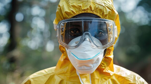 Um profissional de saúde com equipamento de proteção representando a linha de frente de defesa contra doenças