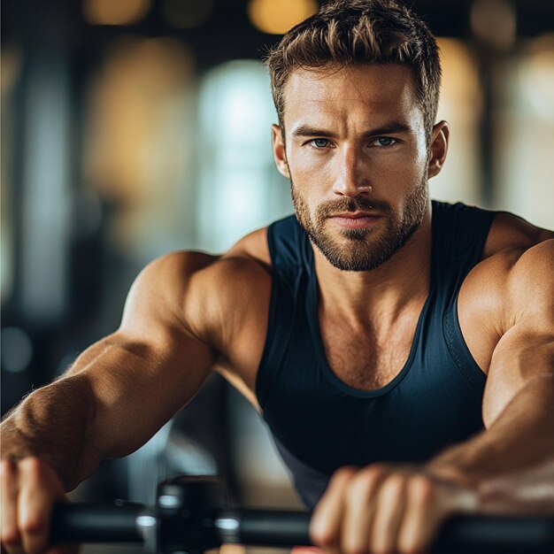 Um programa de treinamento de resistência apenas masculino com corrida de longa distância, remo e ciclismo em um moderno