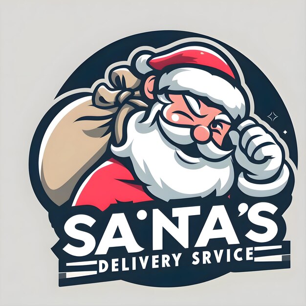 Foto um projeto de logotipo de mascote do serviço de entrega de um feliz papai noel