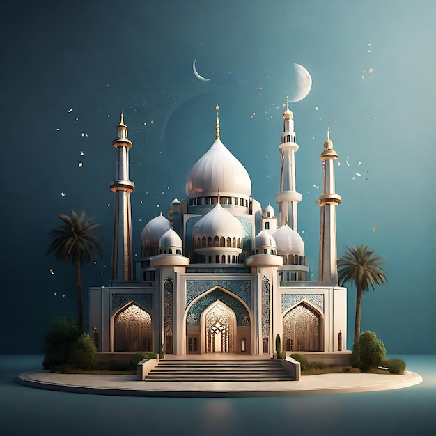 Um projeto de mesquita com elementos de símbolo de oração gerados por IA Imagem