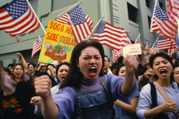 Um protesto asiático onde os participantes lutam pela igualdade de direitos e aceitação de pessoas com uma identidade não tradicional