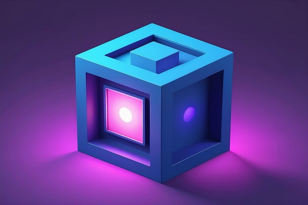 Um quadrado azul com uma luz no meio