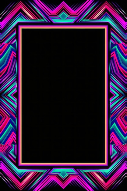 Foto um quadro abstrato com cores de néon em um fundo preto