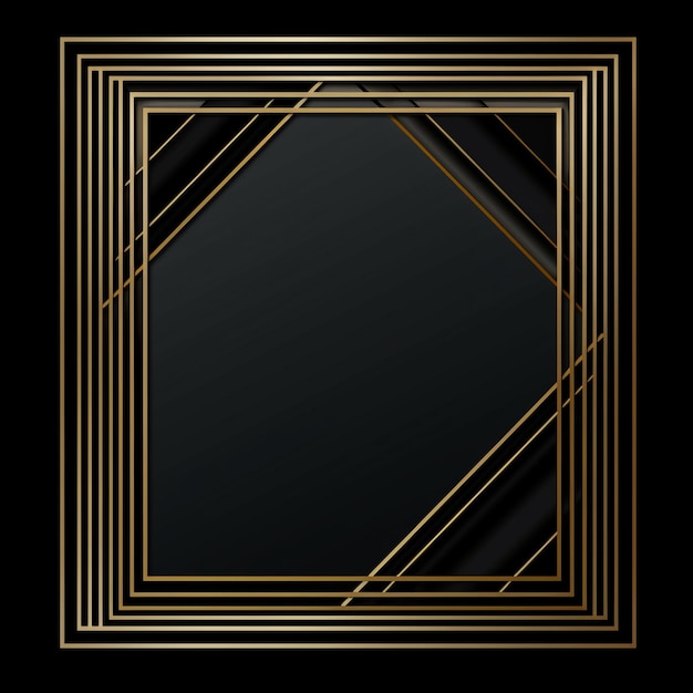 um quadro art deco preto e dourado em um fundo preto