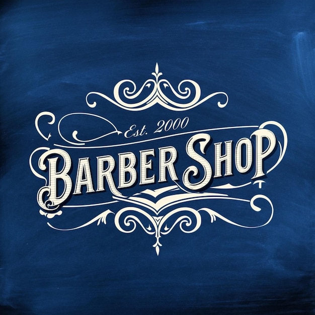 um quadro azul com as palavras barbearia loja de barbearia