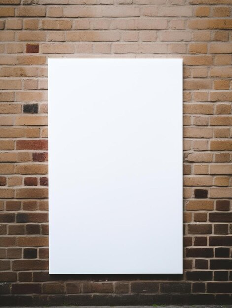 Foto um quadro branco em uma parede de tijolos que diz a palavra nele
