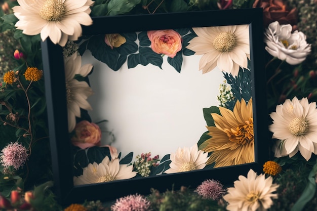 Um quadro com flores nele