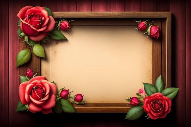 Um quadro com rosas vermelhas nele