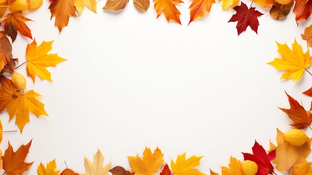 um quadro de folhas de outono com a palavra outono