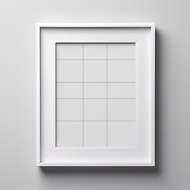 um quadro de imagem branco vazio em um retangular em um fundo xadrez no estilo de photorealis