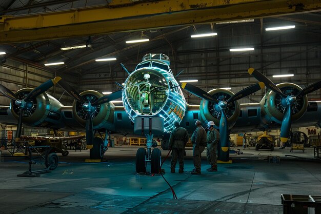 Foto um quadro de néon delineando um avião vintage