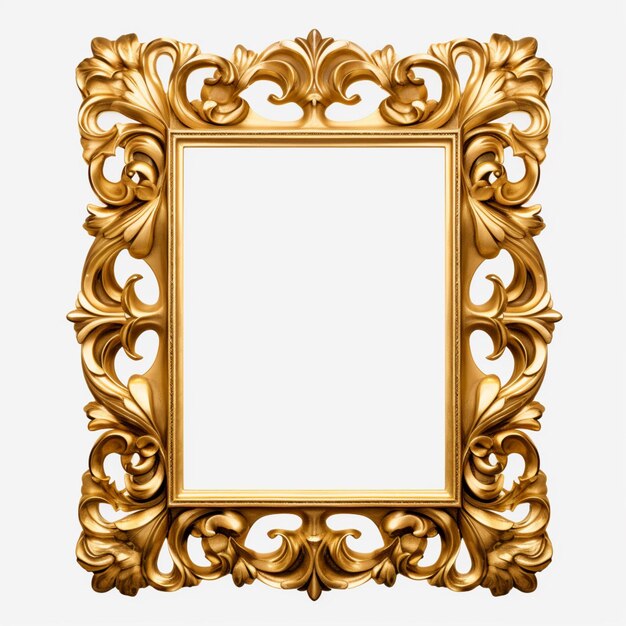 Foto um quadro de ouro ornamentado em um fundo branco