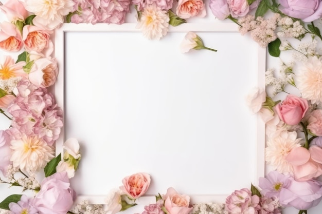 Um quadro decorado com espaço em branco de flores para texto AI gerado