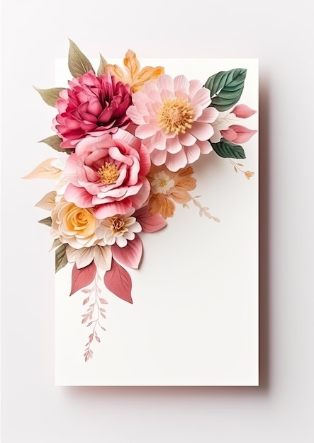 Um quadro em branco com flores nele com copyspace para texto