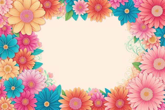 Um quadro floral colorido com uma borda floral.