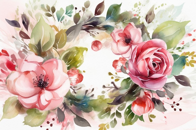 Um quadro floral com flores cor de rosa