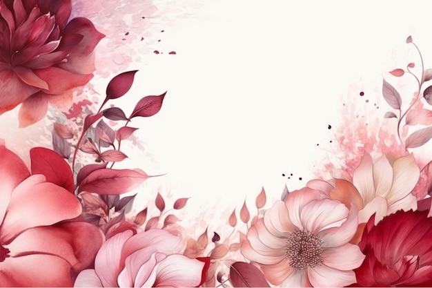 Um quadro para o jardim de flores com uma flor rosa em um fundo branco