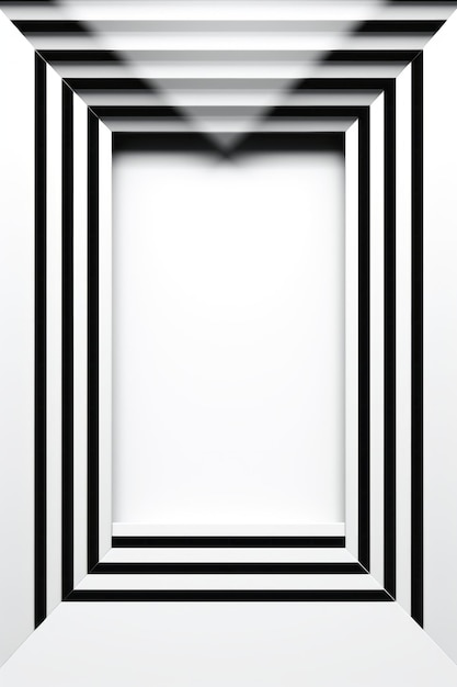 um quadro quadrado preto e branco com um fundo branco