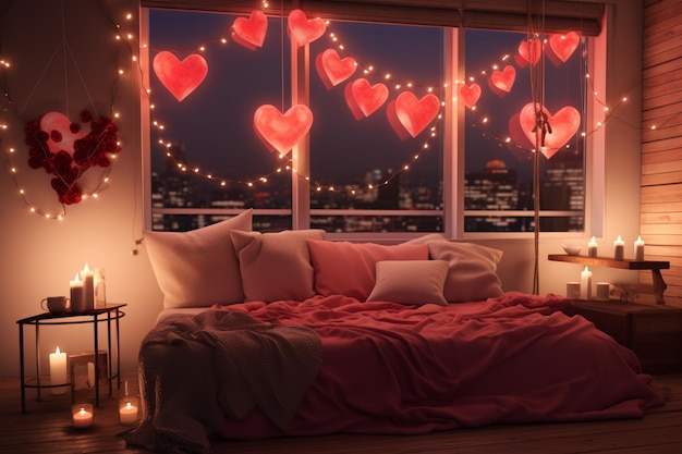 Um quarto aconchegante adornado com almofada vermelha em forma de coração 00094 03