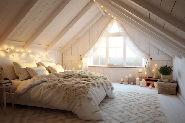 Um quarto com uma cama e um tapete no chão