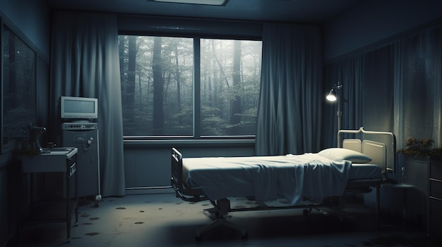 Um quarto em uma foto de hospital