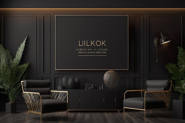 Um quarto preto com um grande letreiro que diz lilkk.