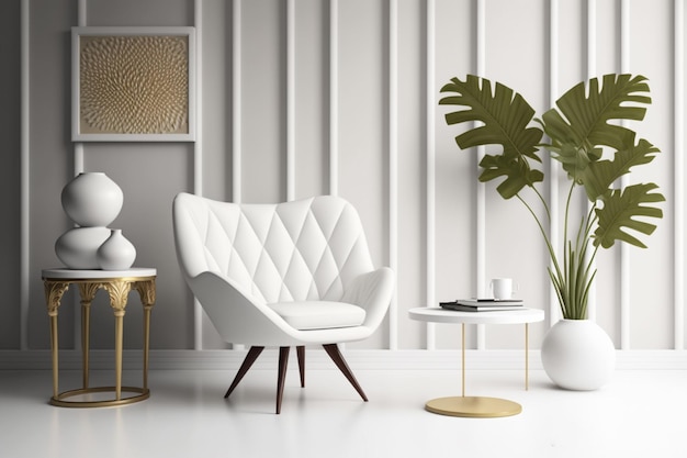 Um quarto tranquilo com móveis Pantone brancos e decoração relaxante