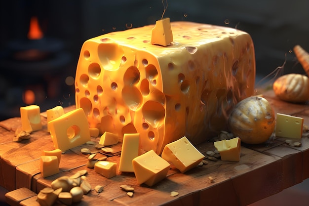 Um queijo que tem a palavra cheese