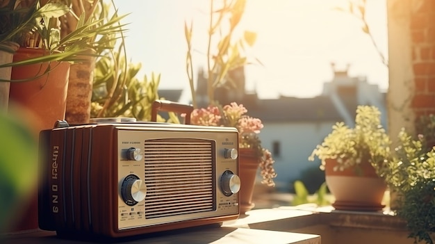 Foto um rádio em uma borda