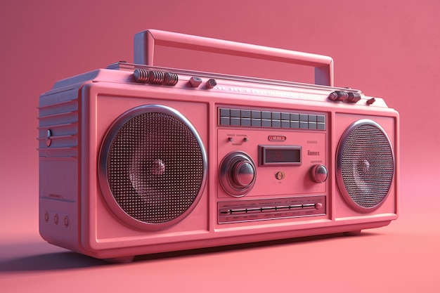 um rádio rosa em um fundo rosa