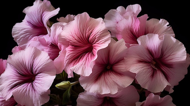 Um ramo de flores que são rosa e branco