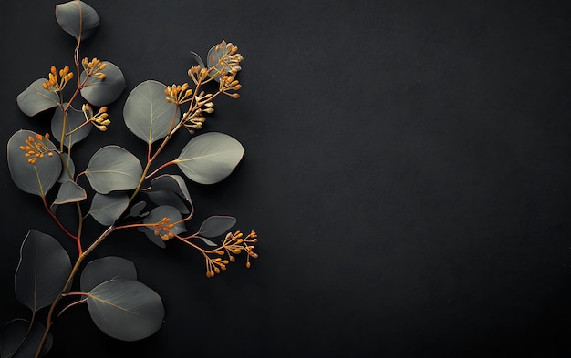 um ramo de uma planta com a palavra "flores" citada