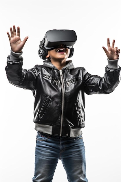 Um rapaz com tecnologia VR.
