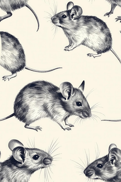 um rato com uma linha de ratos nele