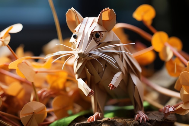 Foto um rato em papel quilling estilo artesanato kirigami