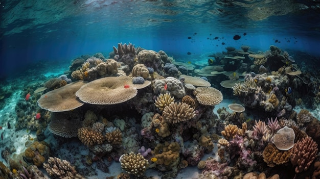 Um recife de coral nas maldivas