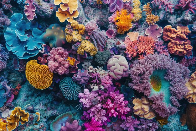 Um recife de coral vibrante repleto de vida marinha