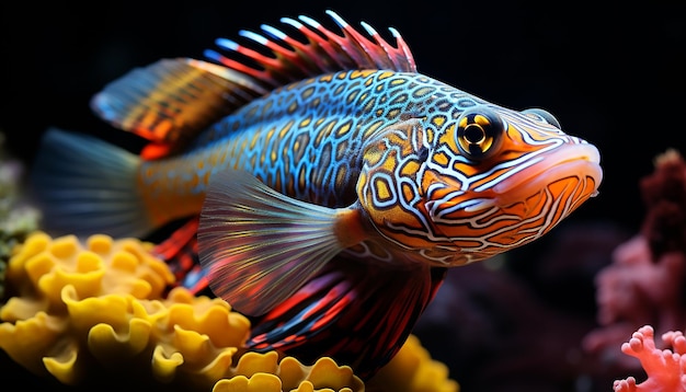 Foto um recife subaquático vibrante exibe peixes multicoloridos em um paraíso tropical gerado por ia