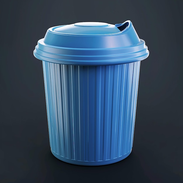 um recipiente azul com uma tampa que diz " uma tampa "