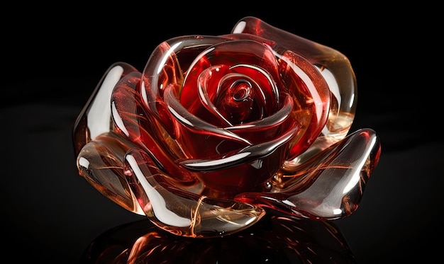 Um recipiente de vidro transparente mostra delicadas flores rosas Criando usando ferramentas generativas de IA