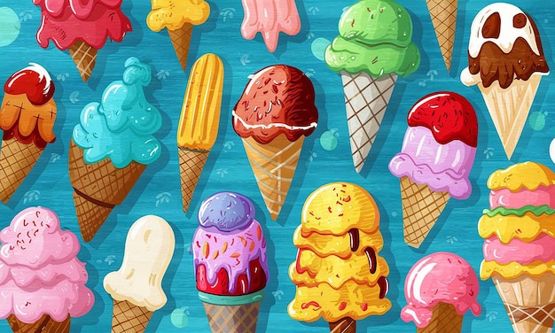 Um refrigerador exibindo uma variedade de sorvetes coloridos e tentadores